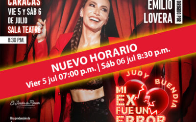 La reconocida cantante y actriz venezolana Judy Buendia   llega con “Mi ex fue un error” al Centro Cultural Chacao.