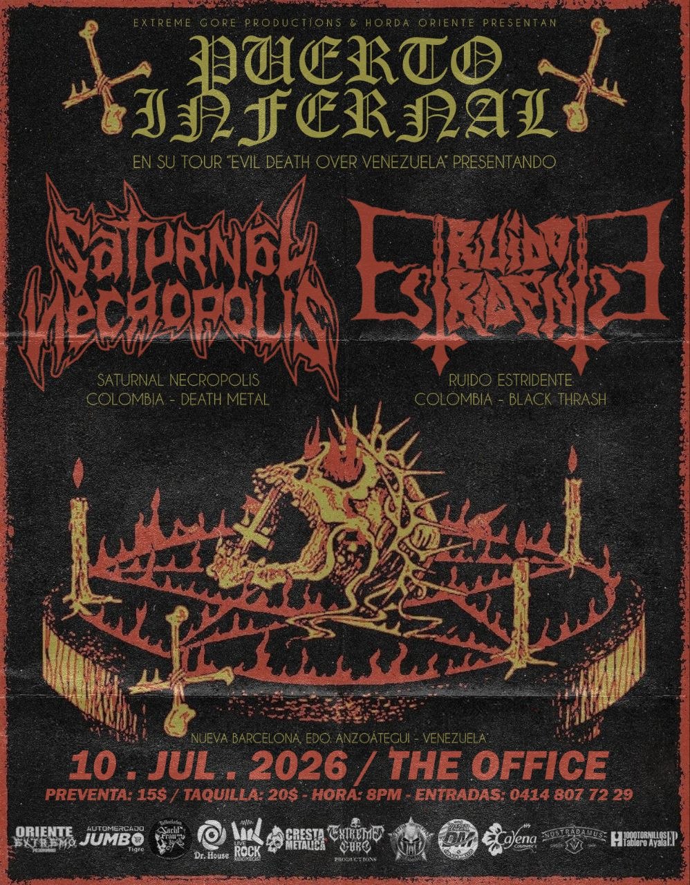 Flyer Puerto Infernal – Evil Death Over Venezuela – Julio 2026 – Puerto La Cruz – Venezuela