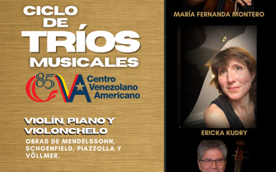 En el CVA Las Mercedes  María Fernanda Montero, Ericka Kudry y Germán Marcano  ofrecen recital de violín, piano y violonchelo
